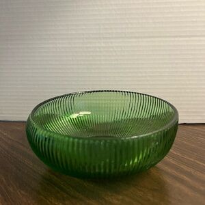 E.O Brody  Vintage Green Ribbed Glass Bowl